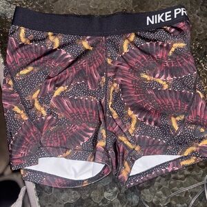 Nike Pro Women's Feather Print Shorts - Black, Red, Yellow